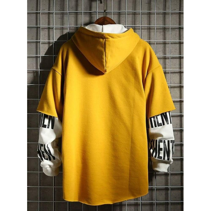 Чоловіча толстовка Heo Mrin Techwear в стилі хіп-хоп, японський streetwear, пачворк, жовта (M)