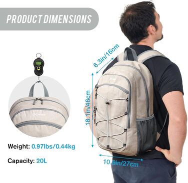 Small Backpack / 20L Unisex Daypack Lightweight Travel Backpack Hiking Backpack Trekking Backpack for Hiking Cycling (Beige, 20 Liters)