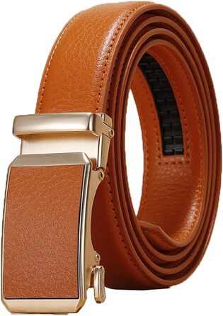 Чоловічий/Жіночий шкіряний ремінь, повсякденний, регульований, автоматична пряжка, ширина 3,0 см, кольоровий декоративний ремінь Білий (Оранжевий, 125x3 см)