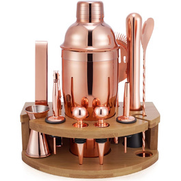 Набір шейкер для коктейлів Barkeeper Set з підставкою, нержавіюча сталь, професійний барний інструмент (рожеве золото)