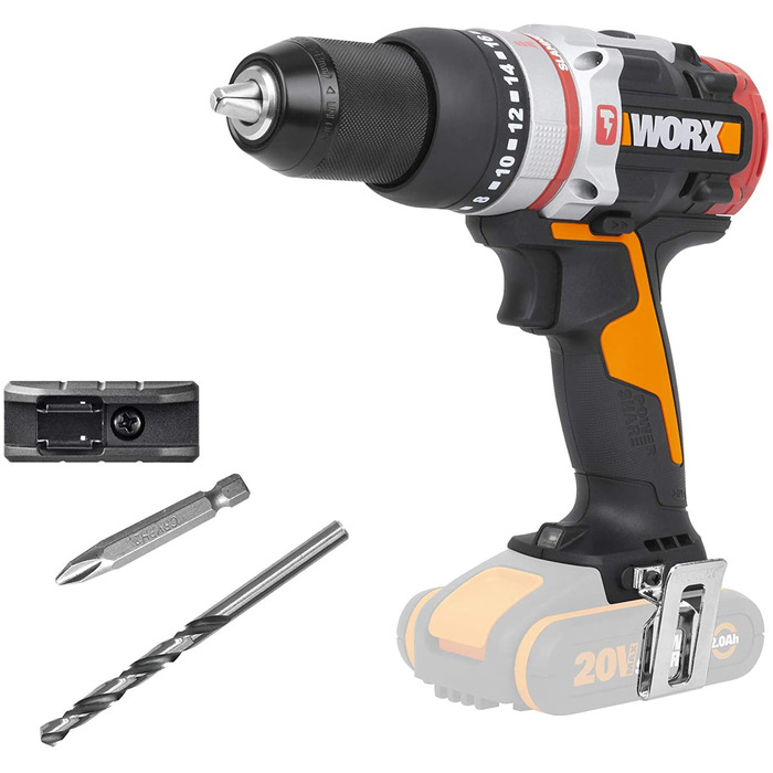 Безщітковий шуруповерт WORX WX354.9 NITRO PowerShare 20V, 60Нм