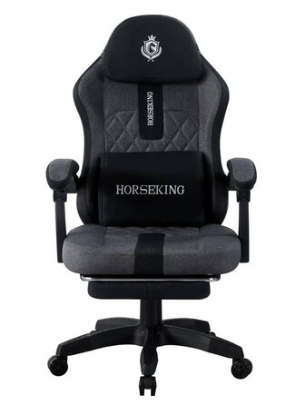Ігрове крісло Horseking MS601, тканина, чорно-сіре