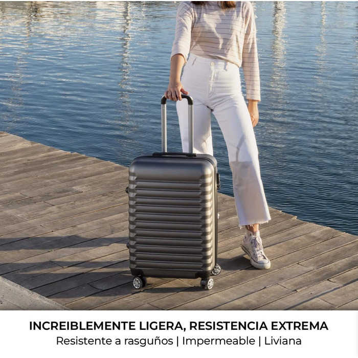 Набір валіз NEWTECK 4 шт. (75см, 63см, 53см, органайзер), ABS, жорсткий, сірий