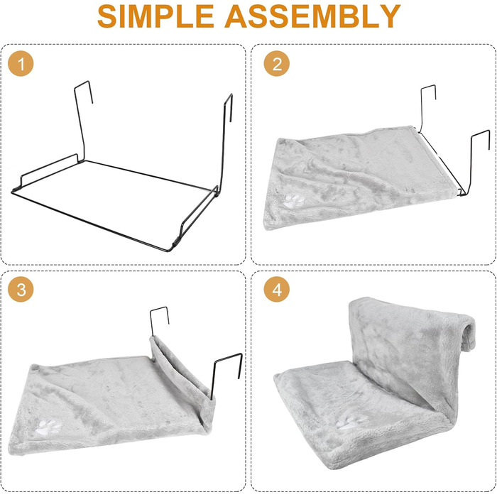 Килимок для котів на радіатор Dokeno, лежанка-гамак, м'який плюшевий, 46x30x25 см