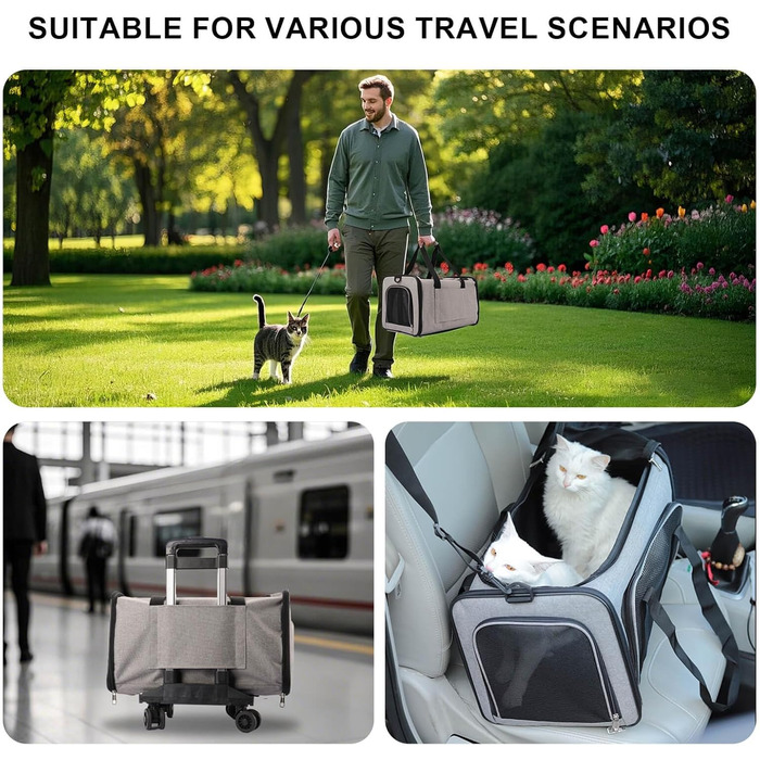 Транспортна сумка для котів та маленьких собак до 10 кг – складана, з прихованим дашком (фіолетовий, 50x30x30 см)