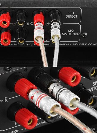 Позолочені бананові роз'єми Nakamichi 24K для акустичних кабелів 12-18 AWG, 4 мм, для підсилювачів, Hi-Fi ресиверів та домашніх кінотеатрів, 4 шт (2 пари)