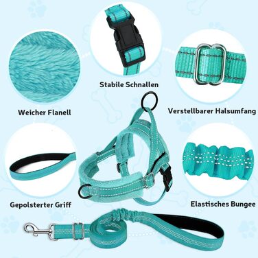 Шлейка для собак SlowTon з повідком, анти-тягнуча, регульована, світловідбиваюча, для цуценят, малих та середніх собак, безпечна, запобігає задушливості, зелена