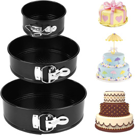 Набір форм для випікання тортів, круглі, знімний дно, антипригарне покриття, 3 розміри (10.2см, 18см, 22см)