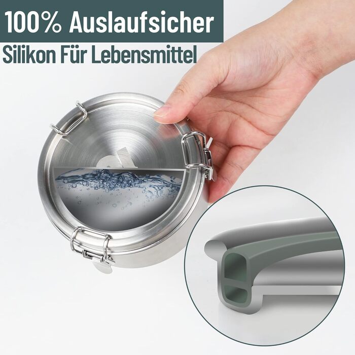 Stainless Steel Lunch Box (3 Pack) Adult Food Containers, Kids Lunchbox, Stainless Steel. Suitable for snacks, fruit, cereal, soups, and main meals, etc.