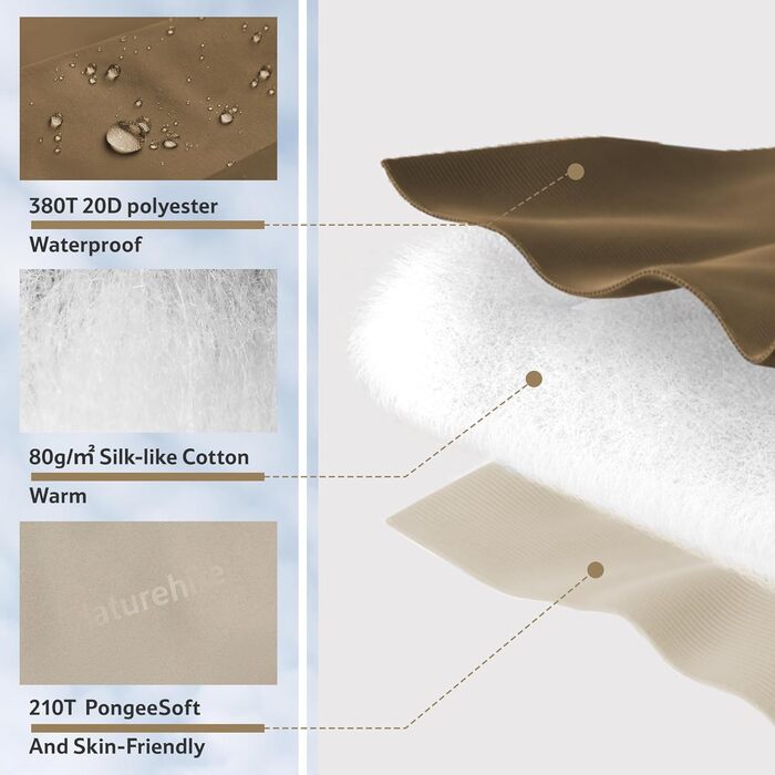Спальний мішок Naturehike Ultraleicht – ультралегкий, 680/760 г, для 3 сезонів, 190x75/205x85 см, для походів, рюкзаків, кемпінгу, комфортна температура 15°C, колір: зелений XL (темно-коричневий/світло-коричневий)