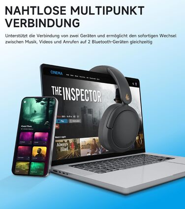 Навушники Edifier W800BT Pro Hybrid ANC Bluetooth 5.4 Over-Ear Чорні - Бездротові, з Шумозаглушенням, Hi-Res Audio, 45 год. роботи, Швидка зарядка, Складні