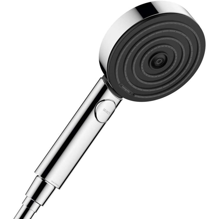 hansgrohe Pulsify Select S Shower Set, water-saving showerhead with hose and holder, adjustable, hand shower with 3 spray patterns (Relaxation), Mattweiß (Chrome, 0.65m Set, 3 spray patterns)