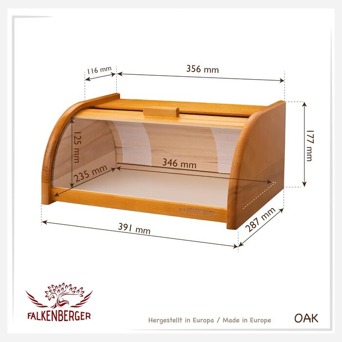 Brotbox FALKENBERGER з буку, 38x28x18 см, XL, традиційна, ручної роботи (Мед)