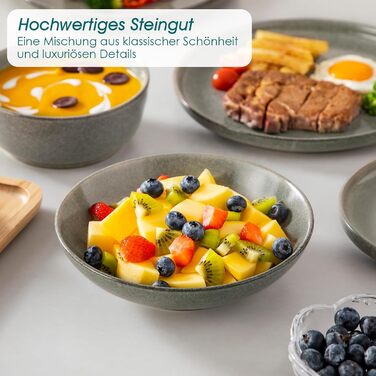 Набір посуду Steingut vancasso ANYA (48 предметів) - 6 осіб, сучасний сервіз з тарілок, десертних тарілок та мисок, коричневий. Підходить для миття в посудомийній машині та використання в мікрохвильовій печі.