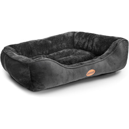 Dog Bed for Dogs 67x57cm, Non-Slip Dog Basket, Super Soft Fiber Filling, Washable Pet Bed for Small and Medium Dogs and Cats (L 87 x W 77 x H 18 cm, Black)