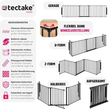 Захисне ґратка для каміну Tectake® з дверцятами, 290 см, чорний. Металевий захист від вогню, відбійник, сітка для тварин, огорожа для дітей.