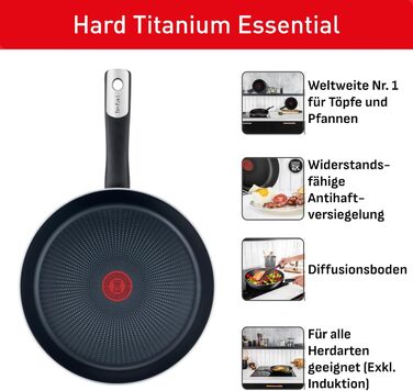 Сковорода Tefal Hard Titanium Essential 28 см антипригарна, з індикатором нагріву, виготовлена у Франції
