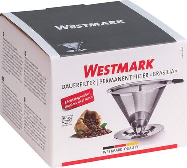 Постійний кавовий фільтр-дріпер Westmark Brasilia з тримачем для чашки, 10 см, нержавіюча сталь 18/8