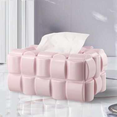 Carpango Tissue Box Holder, Multifunctional Waffle Tissue Box, Dispenser, Napkin Cover for Home, Office, Restaurant (Pink, Stylish, Rectangular, PET)