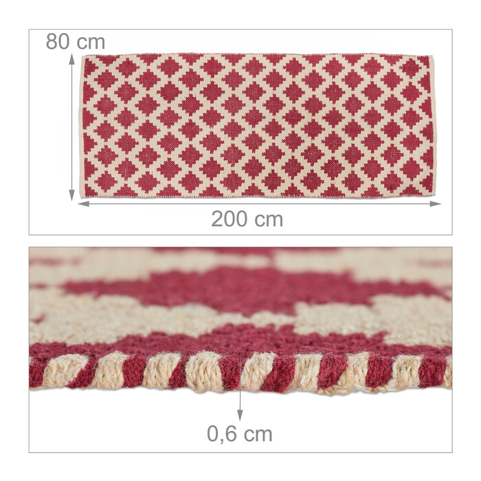 Relaxdays Cotton Rug, 80 x 200 cm