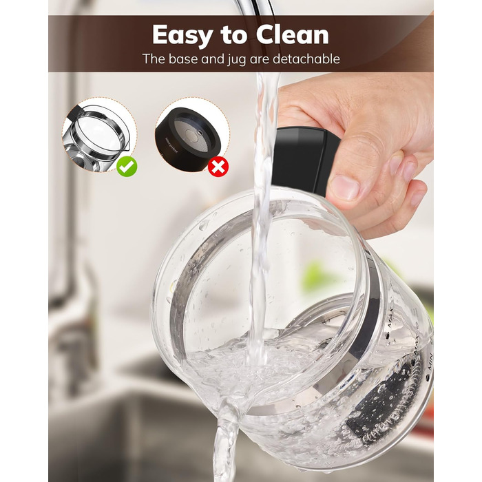 Morpilot Milk Frother Electric, 500ml 600W, 4 in 1 Milk Frother for Hot and Cold, Dishwasher Safe, Visual Glass, Latte Design, White (Black)