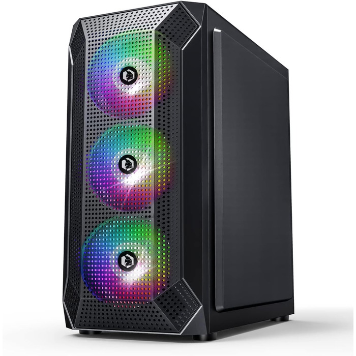 Корпус ПК EMPIRE GAMING Diamond для геймерів, ARGB, середній, ATX, з фасадом з алмазного плексигласу та скляною бічною панеллю, 4 вентилятори 120 мм RGB, (Ruby B)