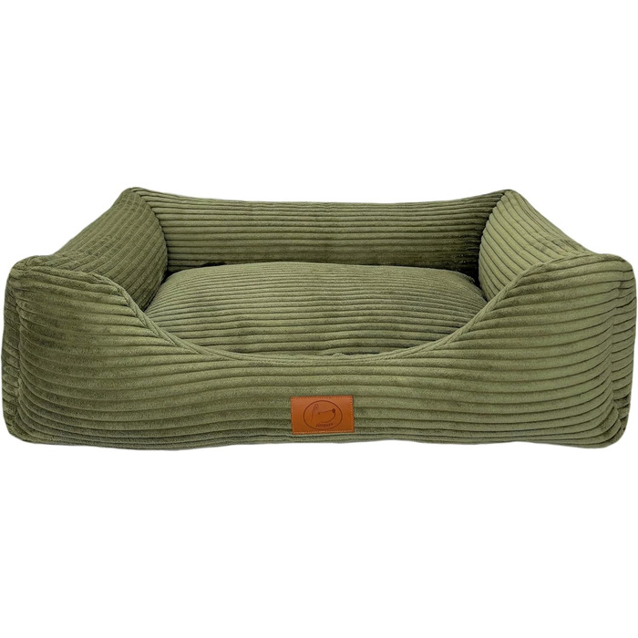 Ортопедичне ліжко для собак Elropet з м'якого корду, корзина для собак (Оливковий, XS/S/M/L/XL)