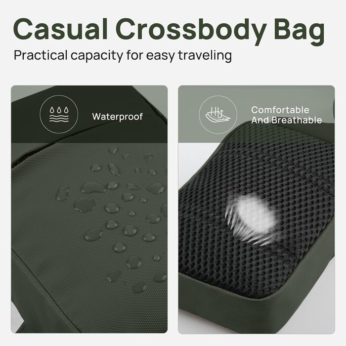 Сумка на груди Broadream: водонепроникна, для чоловіків та жінок, з RFID-блокуванням, для спорту та туризму (A-зелений)