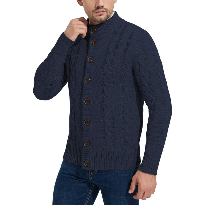 Чоловічий в'язаний кардиган NITAGUT, стильний зимовий, лаконічний, теплий, темно-синій