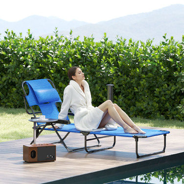 Outsunny Patio Lounge Chair - Folding, Weather-Resistant Design. Dimensions: 76
