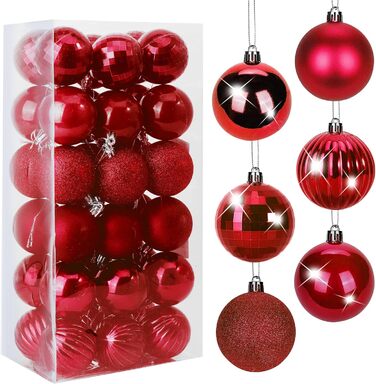 Набір ялинкових прикрас BLAZOR, 36 шт., 4 см, пластикові кульки, червоний, золотий, срібний