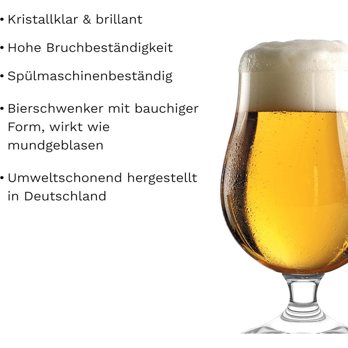 Набір пивних келихів Stölzle Lausitz Berlin 6 шт, 390 мл - для Pilsner та іншого пива, кришталь, Німеччина
