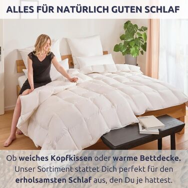 CLEMENS All-Season Duvet Down Duvet 135x200 cm - Box-Quilted Duvet with 100% European Down - 4-Season Duvet Made in Germany, Heat-Regulating All-Season Down Duvet with Öko-Tex Seal All-Year-Round 135 x 200 cm