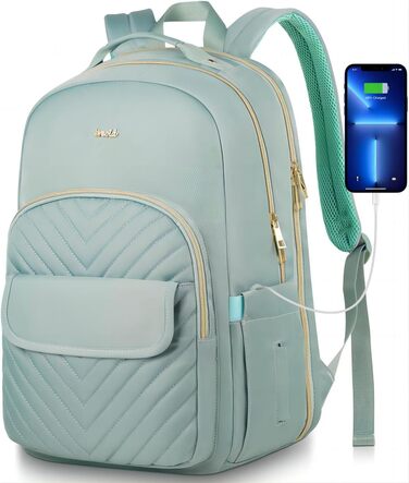 Жіночий рюкзак для ноутбука 17,3 дюйма: ідеальний для навчання, роботи та офісу. Зелений колір