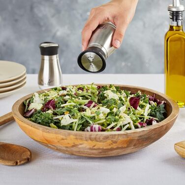 Набір соляної та перечної соліровки зі скла та нержавіючої сталі з написом Salt, Pepper, об'єм 118 мл (кожен)