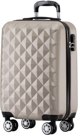 Чемодан Beibye Zwiingsroen 2066 з серцем: 15 кольорів, ABS-пластик, замок з подвійним блискавкою, ексклюзивна внутрішня обробка та розширені функції (Шампанське, M)