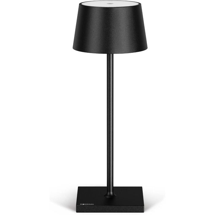 Стильна LED-лампа Stilosa на акумуляторі, бездротова, диммер, сенсорне управління, USB-C зарядка, для дому та на вулицю, квадратна база (30 см), чорна
