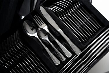 Cutlery Set, Dinnerware for 12 People, 72-Piece Stainless Steel, Cutlery Set including Case with Flatware and Cake Server, Dishwasher Safe, Silverware (EVELINE)