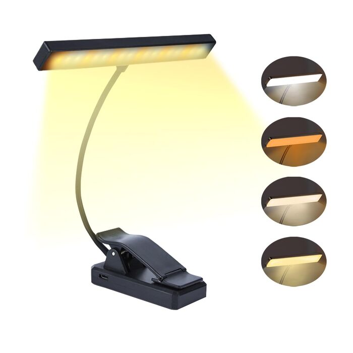 Світлодіодна кліпса-лампа для читання CCHK-18 з USB зарядкою та акумулятором, 18 LED, 4 режими світла, 3 рівні яскравості, складна, для книги, ліжка, офісу, подорожей