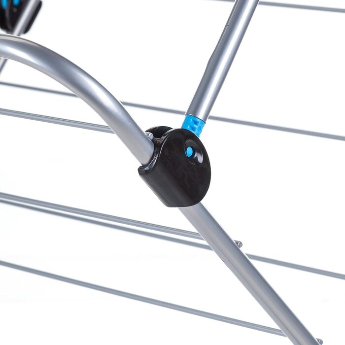 Сушарка для білизни Minky Trio Concertina Plus, 21 м сушильної площі, хром, блакитно-срібляста, для одного ліжка, 3 рівні