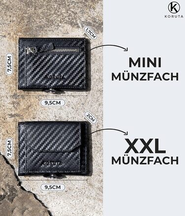 Гаманець Koruta Slim з монетницею та RFID захистом - картхолдер для чоловіків і жінок - мінімалістичний портмоне з карбону, чорний