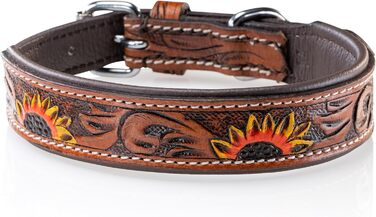 Стильний шкіряний нашийник для собак Джек Рассел від Unikat: ручна робота, з м'якою підкладкою. Нашийник з натуральної шкіри буйвола, для собак середніх порід. Розмір L (40-49.5 см)