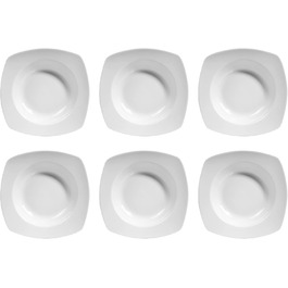 Singer | Soup Plates Markant in White, 6-Piece Soup Bowl Set for 6 People, Porcelain Bowl Set, Square | PREMIUM COLLECTION Soup Bowl Set 6 Pcs