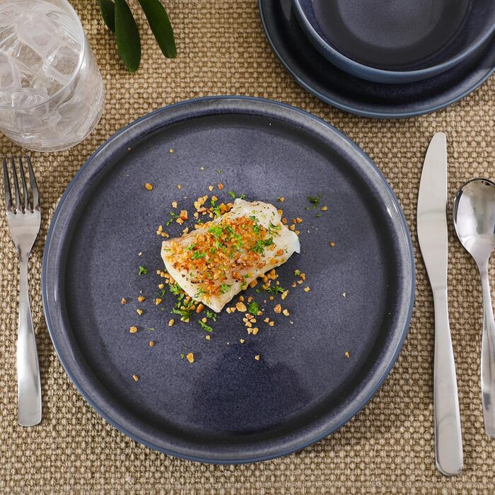 Сервіз столовий Gibson Elite Northrock Steingut 16-частинний для 4 осіб (12 предметів) - Білий з ручним розписом, основа з теракоти