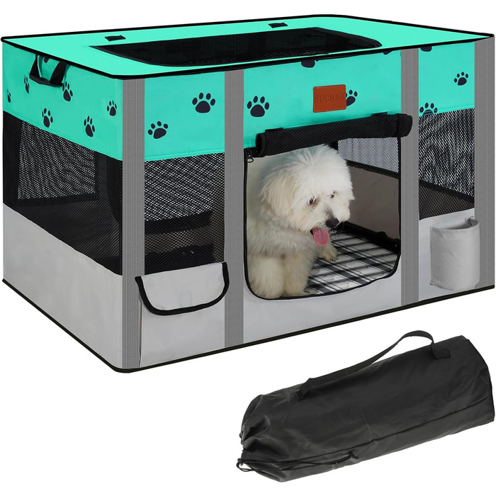 Переносний вольєр для собак та котів, ігровий майданчик для домашніх тварин, металевий загон, з сумкою, середній розмір (30'' x 21'' x 21'')
