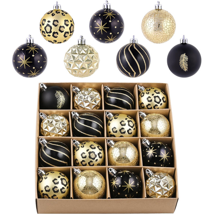 Набір новорічних кулічок Valery Madelyn (16 шт, 6 см) - червоно-зелено-золотий декор, з подарунковою упаковкою