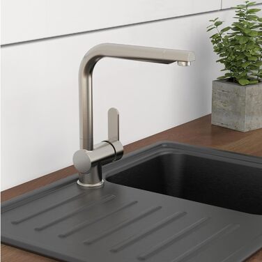 Змішувач кухонний SCHÜTTE RIO 360° з високим виливом, нержавіюча сталь, для однієї/двох раковин