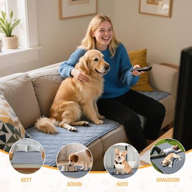 Водонепроникний килимок для собак Lekereise 137x208 см - 100% поглинаючий, не пропускає витоки, м'який, з антиковзаючим покриттям. Захист диванів, ліжок, авто. Легко прати. Підходить для собак та котів.