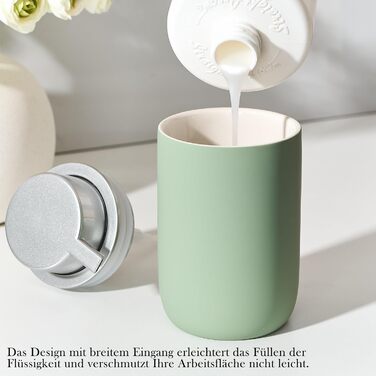 Дозатор для мила та миючого засобу GIRLUFO 350мл з великою помпою – багаторазовий дозатор піни для ванної кімнати та кухні (легко натискається) (покриття з гумового лаку зеленого кольору)