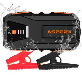 Powerbank Starthilfe AsperX 3000A: Зарядний пристрій для автомобіля 12V з кабелями, LED ліхтариком, IP64, для авто, вантажівок, мотоциклів